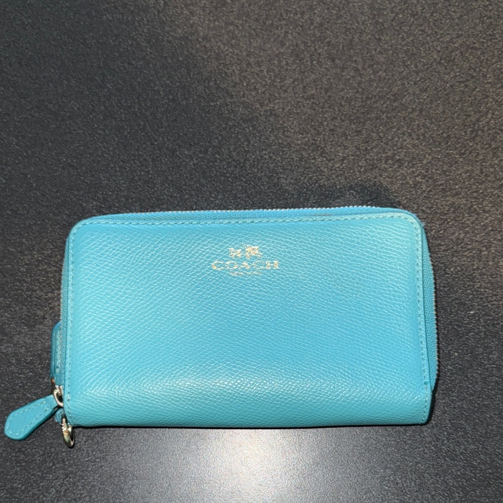 Coach Zip-Around Wallet in Turquoise Blue